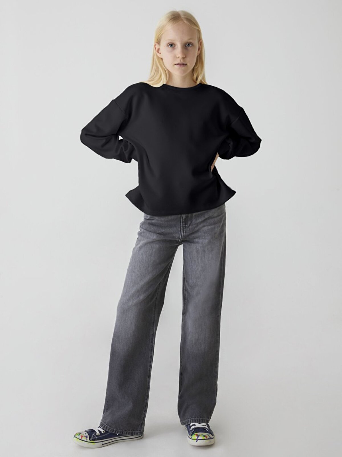 LTB Jeans Mädchen Sweatshirt Comora - Baumwolle Leicht Verkürzt Größe 128 | Made In Türkei