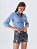 Caren Yüksek Bel Jean Shorts