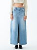 Mimosa Long Yüksek Bel Jean Skirt