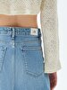 Mimosa Long Yüksek Bel Jean Skirt
