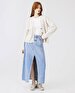 Mimosa Long Yüksek Bel Jean Skirt