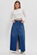 Mimosa Long Yüksek Bel Jean Skirt