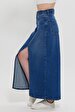 Mimosa Long Yüksek Bel Jean Skirt