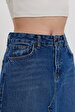 Mimosa Long Yüksek Bel Jean Skirt