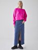 Mimosa Long Yüksek Bel Jean Skirt