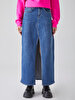 Mimosa Long Yüksek Bel Jean Skirt