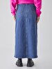 Mimosa Long Yüksek Bel Jean Skirt