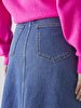 Mimosa Long Yüksek Bel Jean Skirt