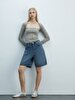 Lores X Comfortable Cut Yüksek Bel Jean Shorts