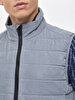 Straight Collar Puffer Grey Vest