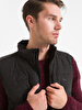 Straight Collar Puffer Black Vest