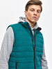 Straight Collar Puffer Green Vest