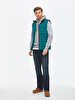 Straight Collar Puffer Green Vest
