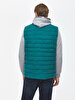 Straight Collar Puffer Green Vest
