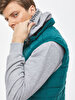 Straight Collar Puffer Green Vest