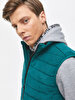 Straight Collar Puffer Green Vest