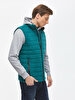 Straight Collar Puffer Green Vest