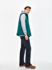 Straight Collar Puffer Green Vest
