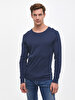 Round Collar Donkerblauw Sweatshirt