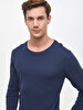 Round Collar Donkerblauw Sweatshirt