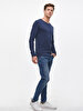 Round Collar Donkerblauw Sweatshirt