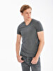 V-neck Basic Fit Anthracite T-shirt