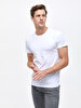 Crew Neck Basic Short Arm Slim White T-shirt