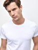 Crew Neck Basic Short Arm Slim White T-shirt