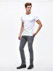 Crew Neck Basic Short Arm Slim White T-shirt