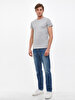 Crew Neck Basic Short Arm Slim Grey T-shirt
