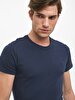 Crew Neck Basic Short Arm Slim Navy T-shirt