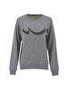 Round Collar Logo Printed Grey Sweatshirt