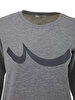 Round Collar Logo Printed Grey Sweatshirt