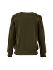Round Collar Logo Printed Green Sweatshirt