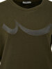 Round Collar Logo Printed Green Sweatshirt