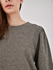Balloon Sleeve Round Collar Grey