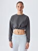 Waist Elastic Grey Sweatshirt