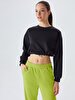Waist Elastic Black Sweatshirt