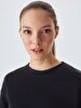 Waist Elastic Black Sweatshirt
