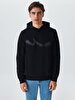 Logo Printed With Hood Black Sweatshirt