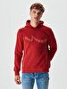 Logo Printed With Hood Red Sweatshirt