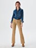 Ribbed Velvet Beige Trousers