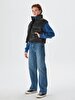 Straight Collar Puffer Black Vest