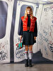 Straight Collar Puffer Red Vest