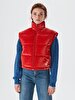 Straight Collar Puffer Red Vest