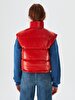 Straight Collar Puffer Red Vest