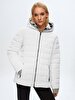 Kapüşonlu Şişme Beyaz Mont