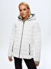 Kapüşonlu Şişme Beyaz Mont