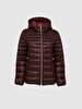 With Hood Arched Puffer Green Coat
