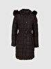 With Hood Arched Puffer Black Coat